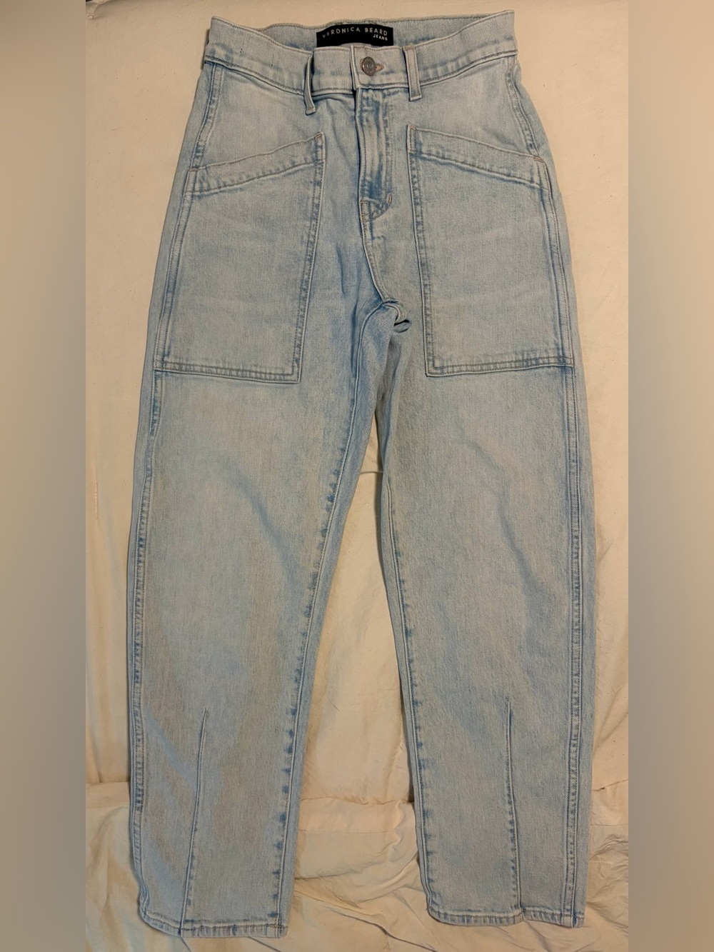 Veronica Beard Charlie High Rise Barrel Leg Jeans Everest Wash Size 25